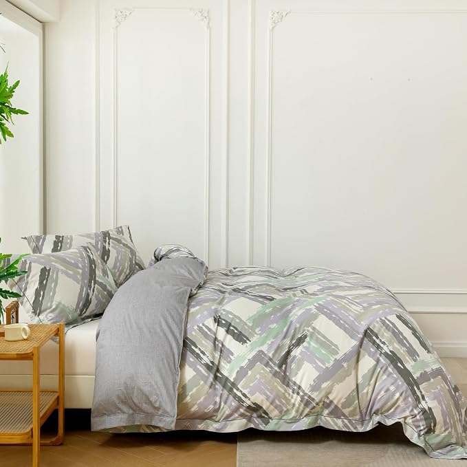 OAITE Duvet Cover Set King Size Floral Pattern Ultra Soft 100% Cotton Duvet - Image 3