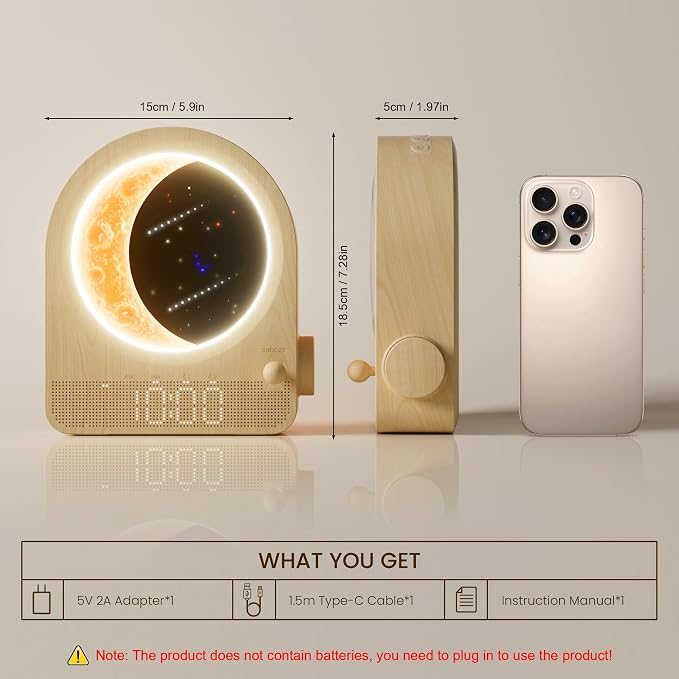 blonbar Sunrise Alarm Clocks for Bedrooms, Stepless Dimmable Moon Lamp Dual - Image 2