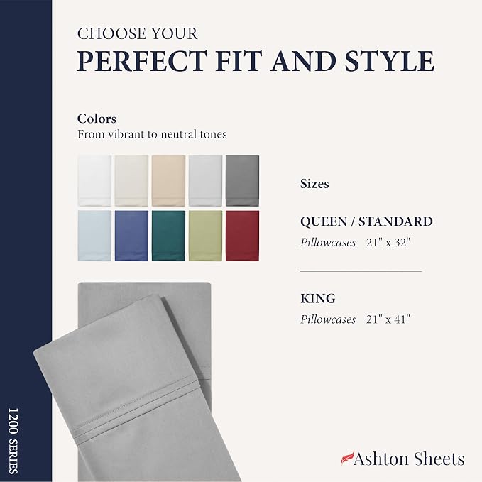 100% Egyptian Cotton Pillow Cases King Size Set of 2 - Image 7