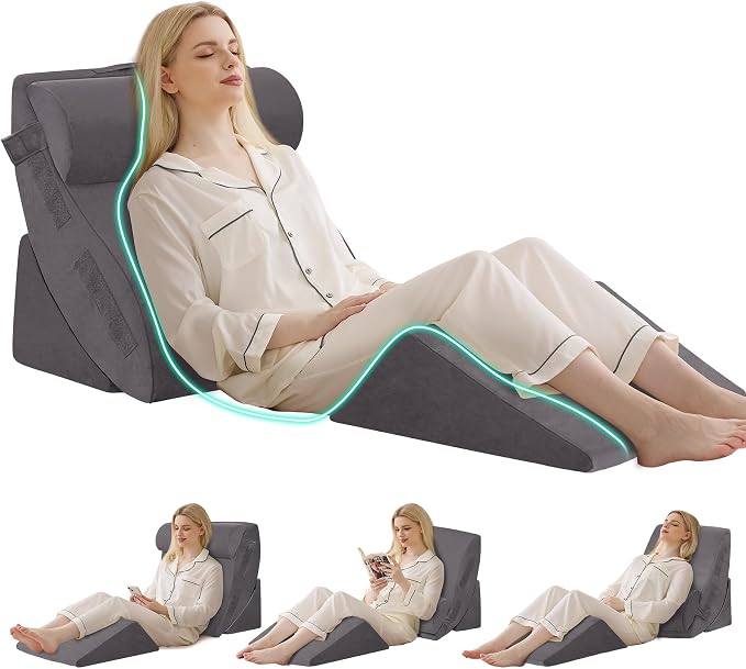 4PCS Wedge Pillow Set for After Surgery, Orthopedic Bed Wedge Pillow for Back by BambulexForaBetterLife