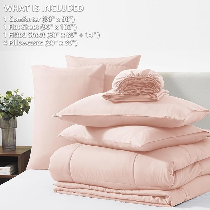 CozyLux Oversized Queen Comforter Sets Blush Pink, 7 Pieces Bed in a Bag - Image 6