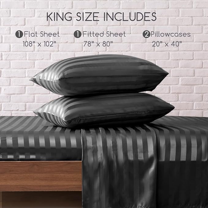 MR&HM Satin Bed Sheets, King Size Sheets Set - Image 2