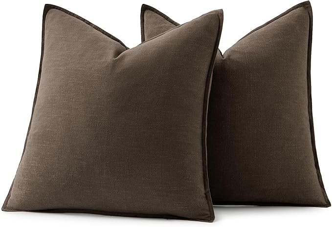 MIULEE Decorative Linen Pillow Covers 20x20 Inch Dark Coffee Chocolate Boho - Image 6