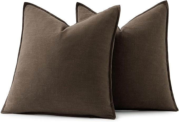 MIULEE Decorative Linen Euro Sham Pillow Covers 26x26 Dark Coffee Chocolate - Image 6