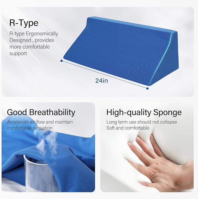 Fanwer 24in Bed Wedge Pillow for Sleeping Body Position Wedges Back Positioning - Image 6