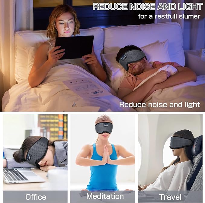 LC-dolida Sleep Headphones, Sleep Mask Bluetooth Wireless Music Eye Mask - Image 6