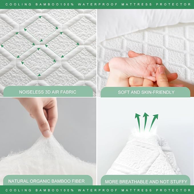 UNILIBRA Full Size Waterproof Mattress Protector, 3D Air Rayon Made from Bamboo - Image 4