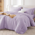 MUXHOMO 7 Pieces King Comforter Set, Seersucker Bed in a Bag King Size by MUXHOMO
