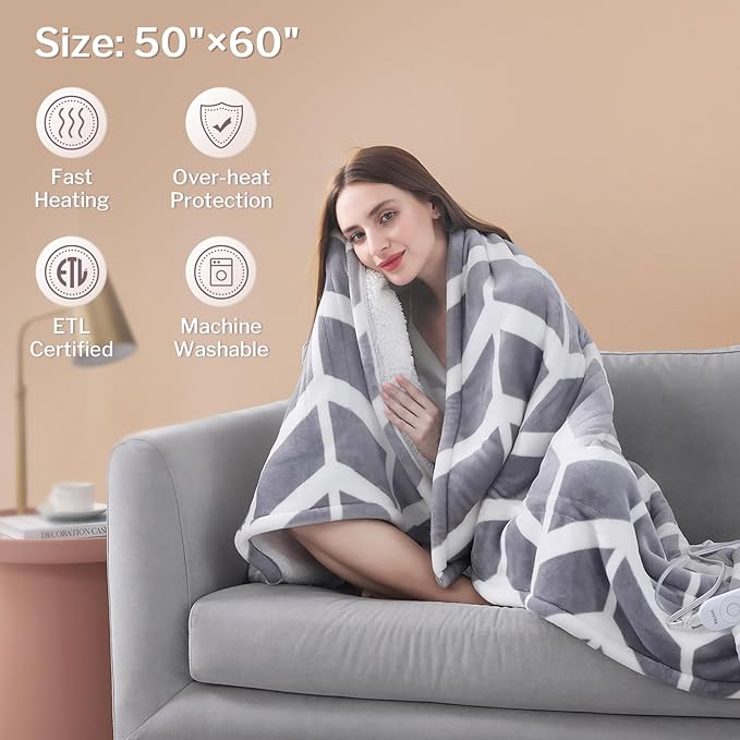 VENTIMI Electric Blanket Heated Throw, Fast Heating Blankets - Image 5