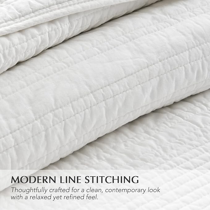 EVERGRACEHOME 100% Cotton Modern Lines Quilt Set Queen Size, Pre-Washed Soft - Image 4