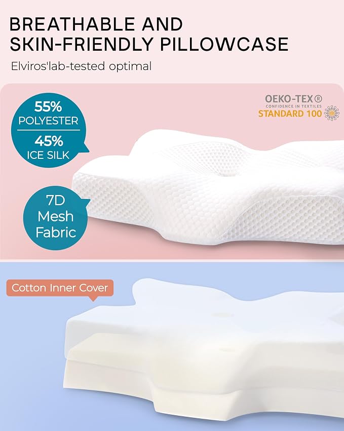 Elviros Cervical Memory Foam Pillows - Image 5