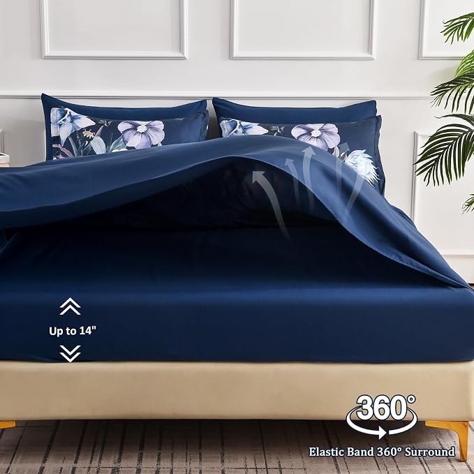 Luxudecor Floral Comforter Set King Size 7 Piece, Elegant Comforter Bedding Set - Image 5