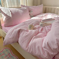 mixinni Pink Gingham Duvet Cover Full Size by mixinni