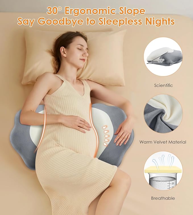 Memory Foam Maternity Pillow for Sleeping, Pregnancy Pillows Support for Back - Image 7