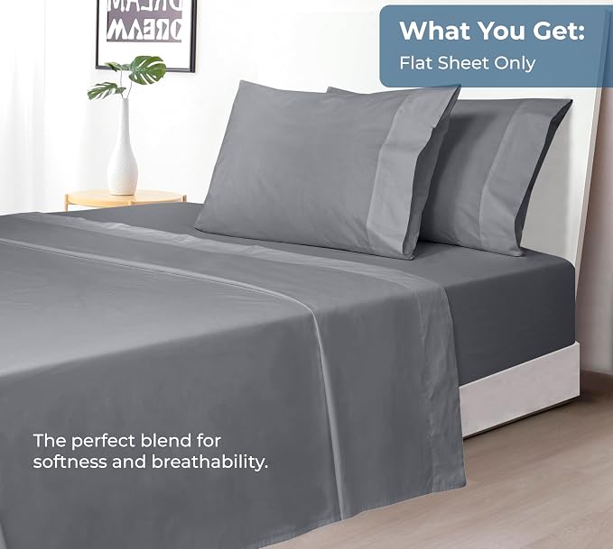 Royale Linens 100% Organic Cotton Twin Flat Sheet Only - Image 5