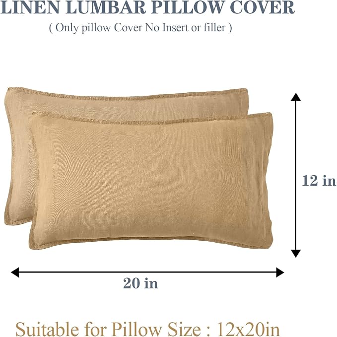 Simple&Opulence 100% Linen Lumbar Pillow Cover 12 x 20 Inches Set of 2 - Image 4