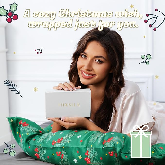 THXSILK Christmas Style 6A+ Grade Mulberry Silk Pillowcase - Image 6
