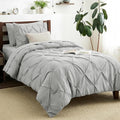 CozyLux Twin XL Comforter Set Light Grey, 5 Pieces Twin Extra Long Pintuck Bed by CozyLux
