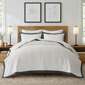 EVERGRACE Cotton Border Frame Tack-Stitch Quilt Bedding Set King Size, Coastal by EVERGRACEHOME