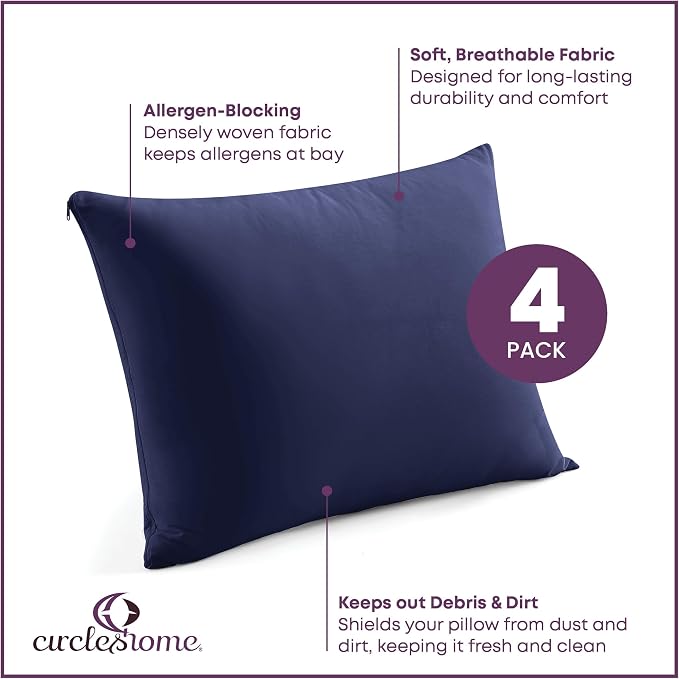 CirclesHome Pillow Protectors 4 Pack King Zippered - Image 2