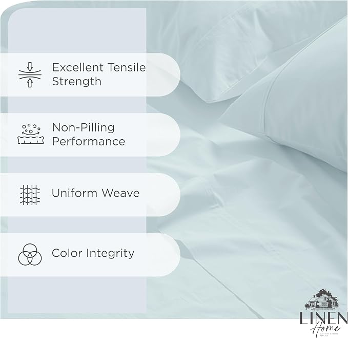 Linen Home 100% Cotton Percale Sheets California King Size, Deep Pocket - Image 2