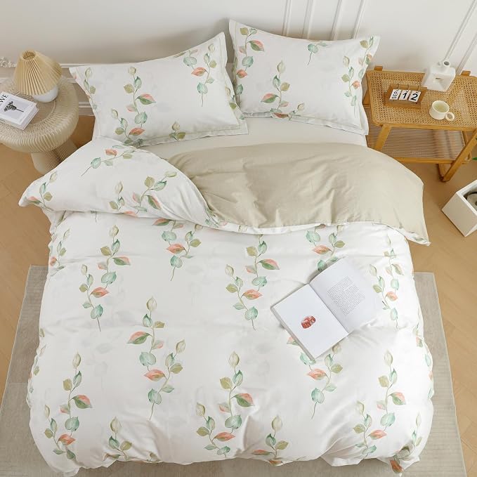 OAITE Duvet Cover Set King Size Floral Pattern Ultra Soft 100% Cotton Duvet - Image 3