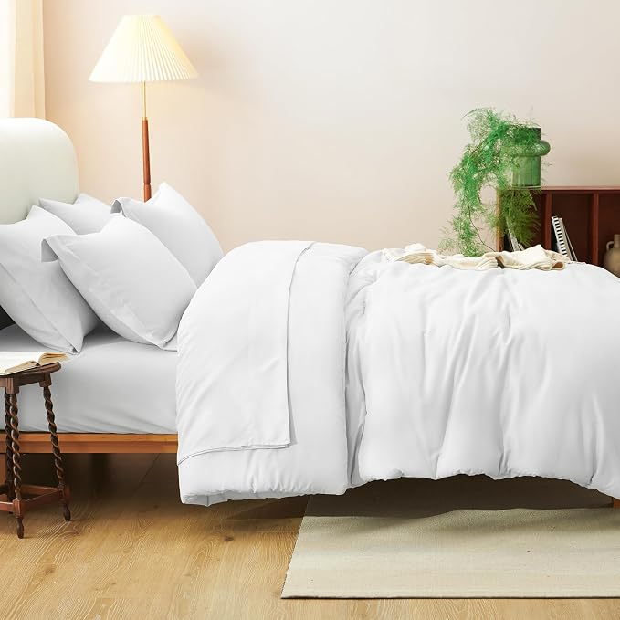 CozyLux Queen Comforter Set White, 7 Pieces Bed in a Bag Queen Comforter Set - Image 8