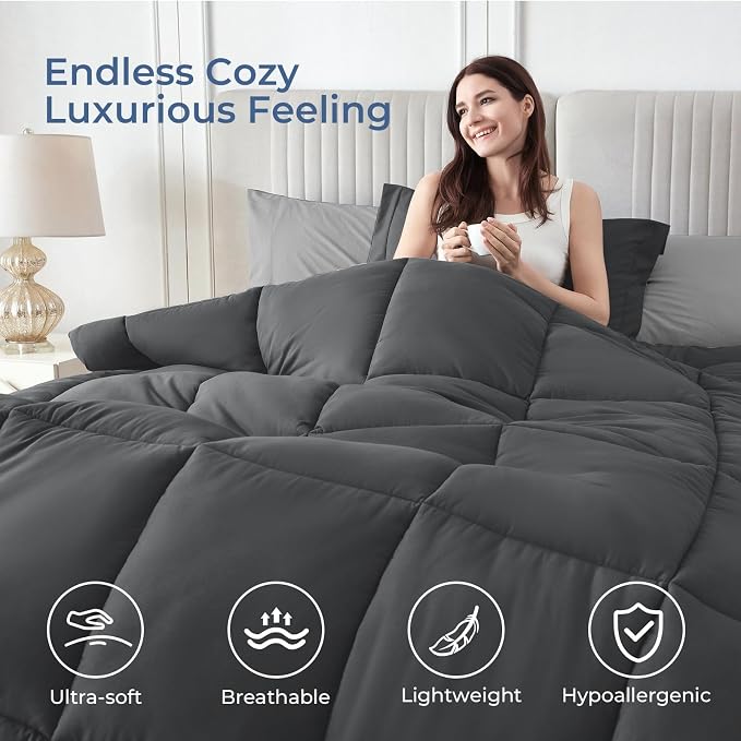 Sasttie King Size Comforter Set, 7 Pieces Bed in a Bag King, Complete Bedding - Image 2