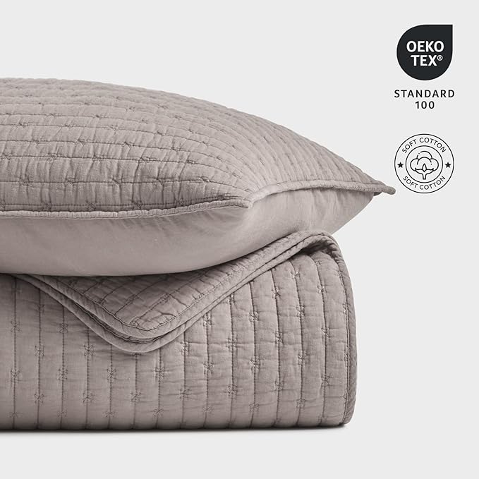 EVERGRACE Cross Stitch Pre-Washed Cotton Quilt Bedding Set Queen Size, - Image 6