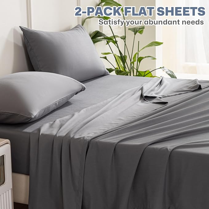 Lavisun Queen Flat Sheets 2 Pack, Hotel Quality Flat Bed Sheets, Brushed - Image 8