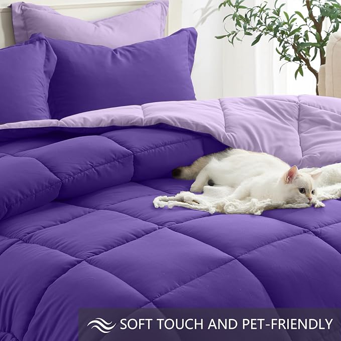 Homelike Moment Twin Comforter Set Purple, Comforters Twin Size Bed Sets - Image 4