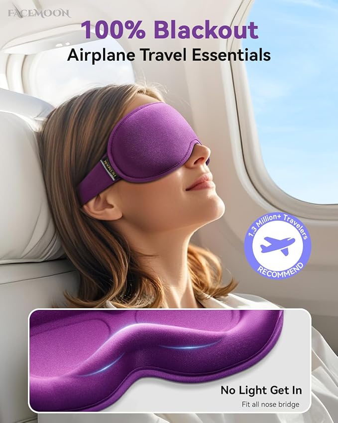 Weighted Blackout Sleep Mask for Women, 3D Contoured Zero Eye Pressure - Image 3