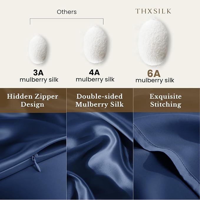 THXSILK 100% Silk Pillowcase for Hair and Skin Luxury 25 Momme Mulberry Silk - Image 2