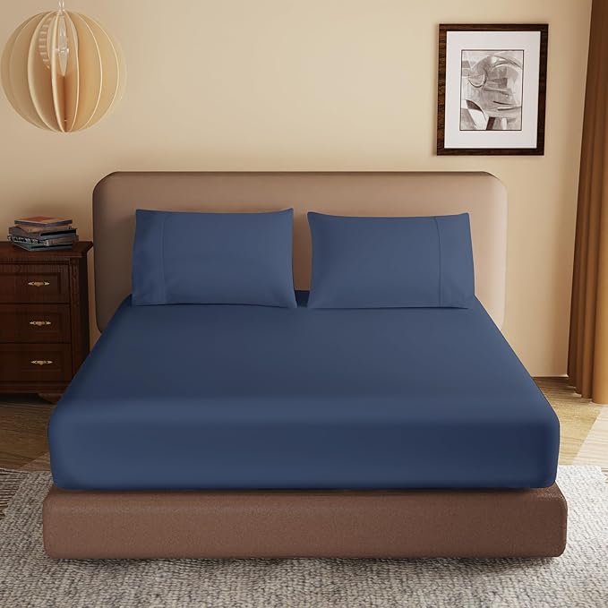 100% Egyptian Cotton Fitted Sheet Twin Size, 600 Thread Count, Soft & Elastic by ZaizaiHome