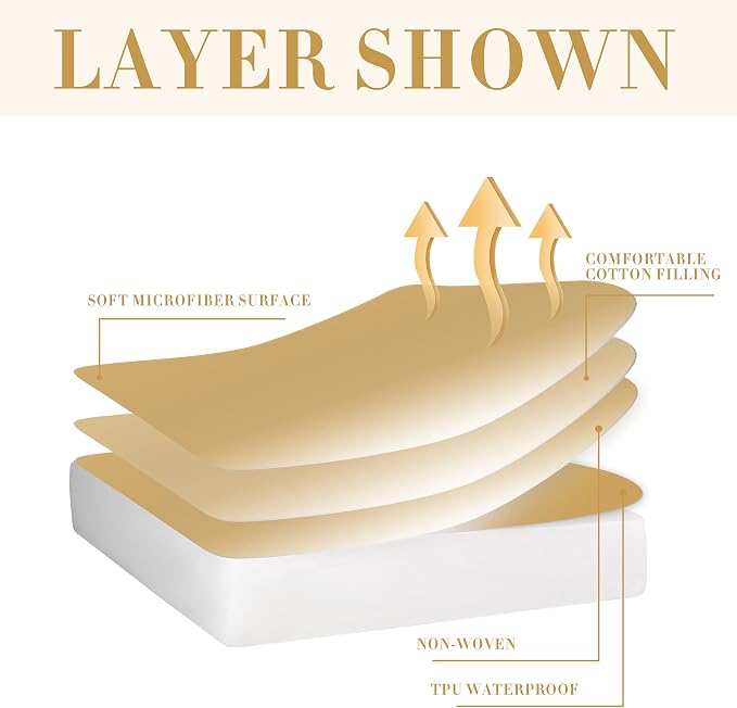 Quilted Fitted King Mattress Pad Cover, Waterproof Mattress Protector, Deep - Image 2