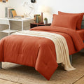 CozyLux Twin XL Comforter Set Burnt Orange, 5 Pieces Bed in a Bag Twin Extra by CozyLux