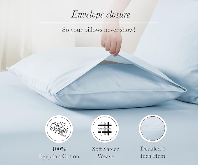 California Design Den Pillow Cases King Size Set of 2-100% Egyptian Cotton - Image 5