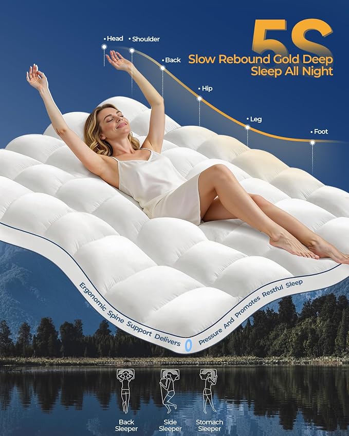 Queen Mattress Topper, Extra Thick Mattress Pad Cover - Image 3