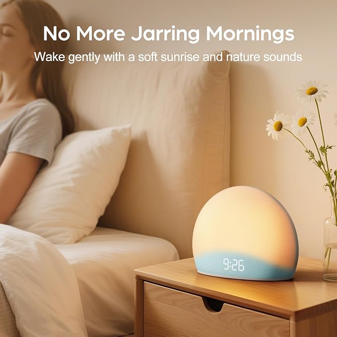 HOUSBAY Sunrise Alarm Clock, 20 Soothing Sleep Aids, Dimmable Display, - Image 4