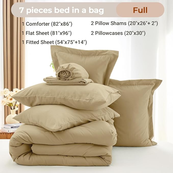 MUXHOMO 7 Pieces Full Comforter Set, Soft Bed in a Bag Full Size, All Season - Image 4