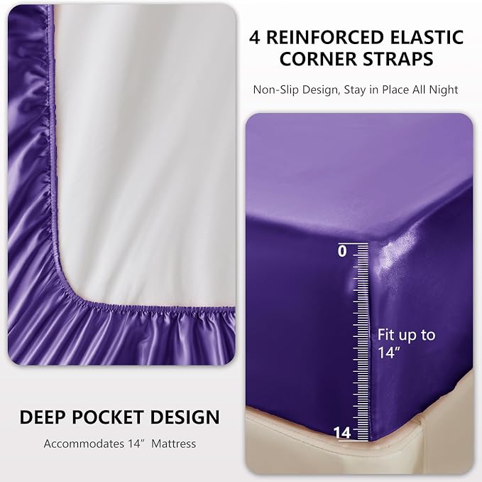 CozyLux Satin Sheets King Size Sheet Set - Image 4