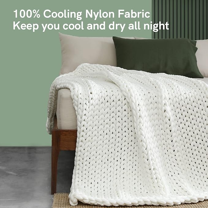 YnM Cooling Weighted Blanket, Handmade Chunky Yarn Knitted Design, Temperature - Image 4