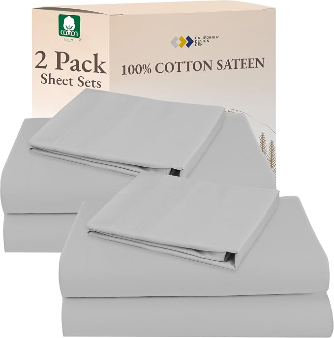 California Design Den 100% Cotton 2-Pack Twin Size Bed Sheets, Soft & Durable by CaliforniaDesignDen
