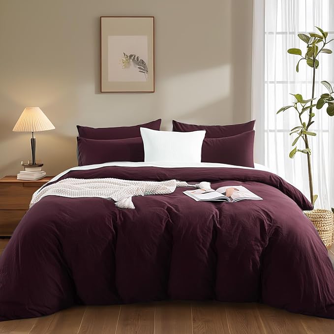 NEXHOME PRO Duvet Cover Set 100% Washed Cotton Oversized King 120"x98" Linen - Image 2