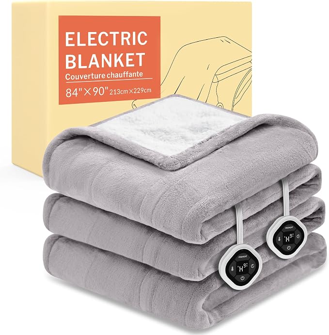 HOMLYNS LuxeHeat Heated Blanket Electric Blanket Queen Size, Soft Flannel by HOMLYNS