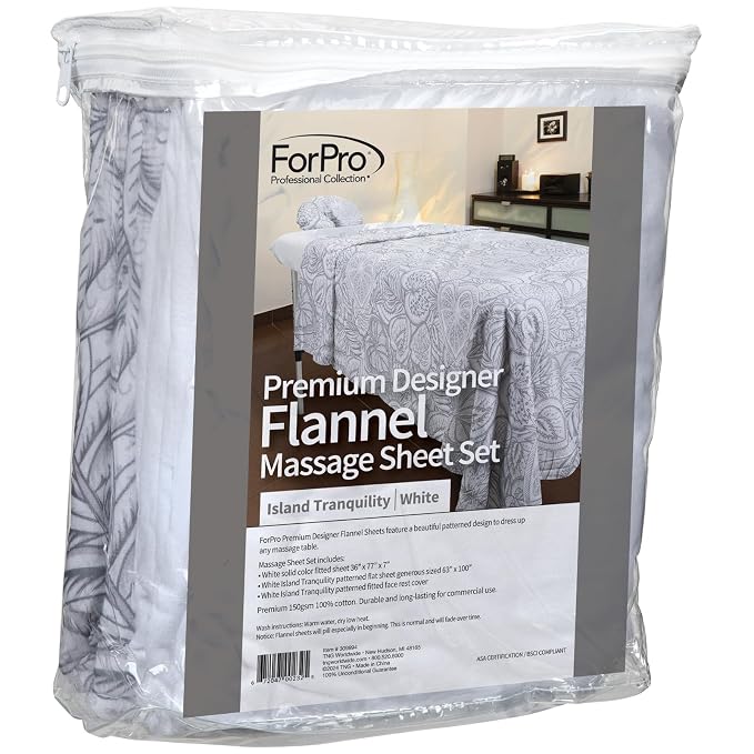 ForPro Premium Designer Flannel 3-Piece Massage Sheet Set, Island Tranquility - Image 4