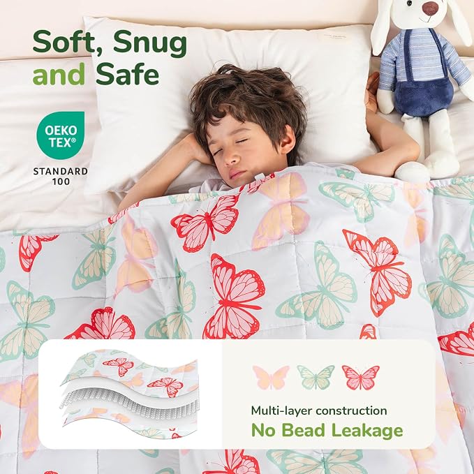 Sivio Weighted Blanket 5lbs, Butterfly Friends Cooling Weighted Lap Blanket - Image 3