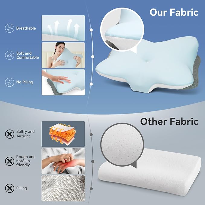 Ergonomic Cervical Pillow for Neck Support, Memory Foam Orthopedic Contour Side - Image 6