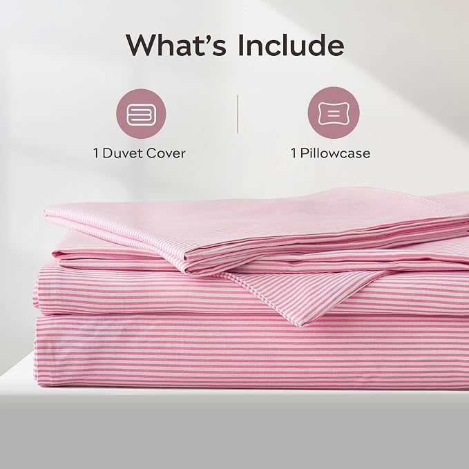 JELLYMONI 100% Natural Cotton 2pcs Striped Duvet Cover Sets, - Image 3