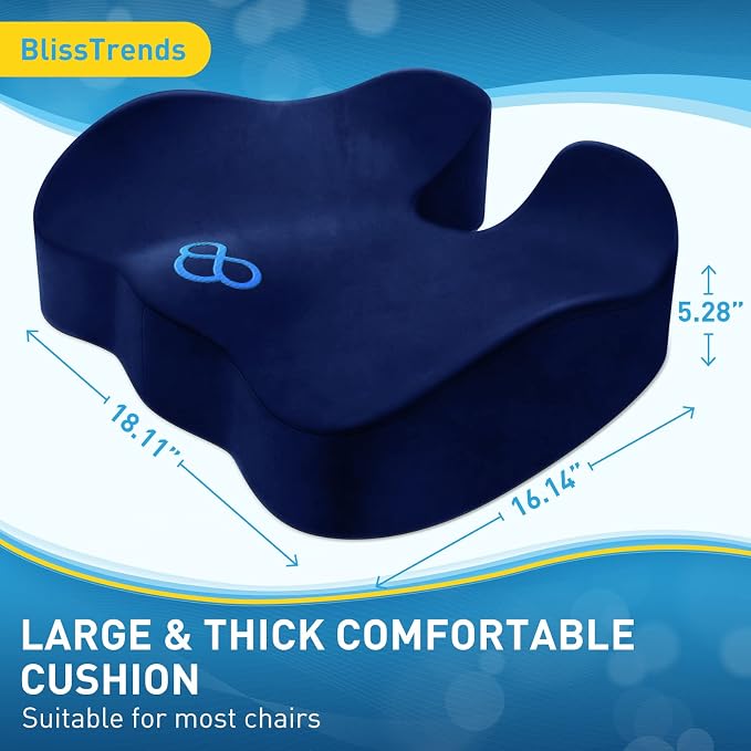 BlissTrends Seat Cushion, 5.2in Thick Memory Foam Cushions - Image 2